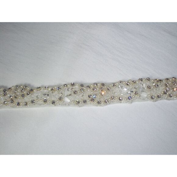 Horsehair Rhinestone Beaded Bridal Belt Wedding Formal Bridal Prom Party Belt - Picture 3 of 5